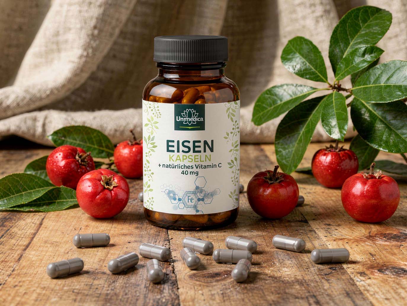 Gélules de fer - bisglycinate de fer - avec vitamine C naturelle - 120 gélules - d'Unimedica