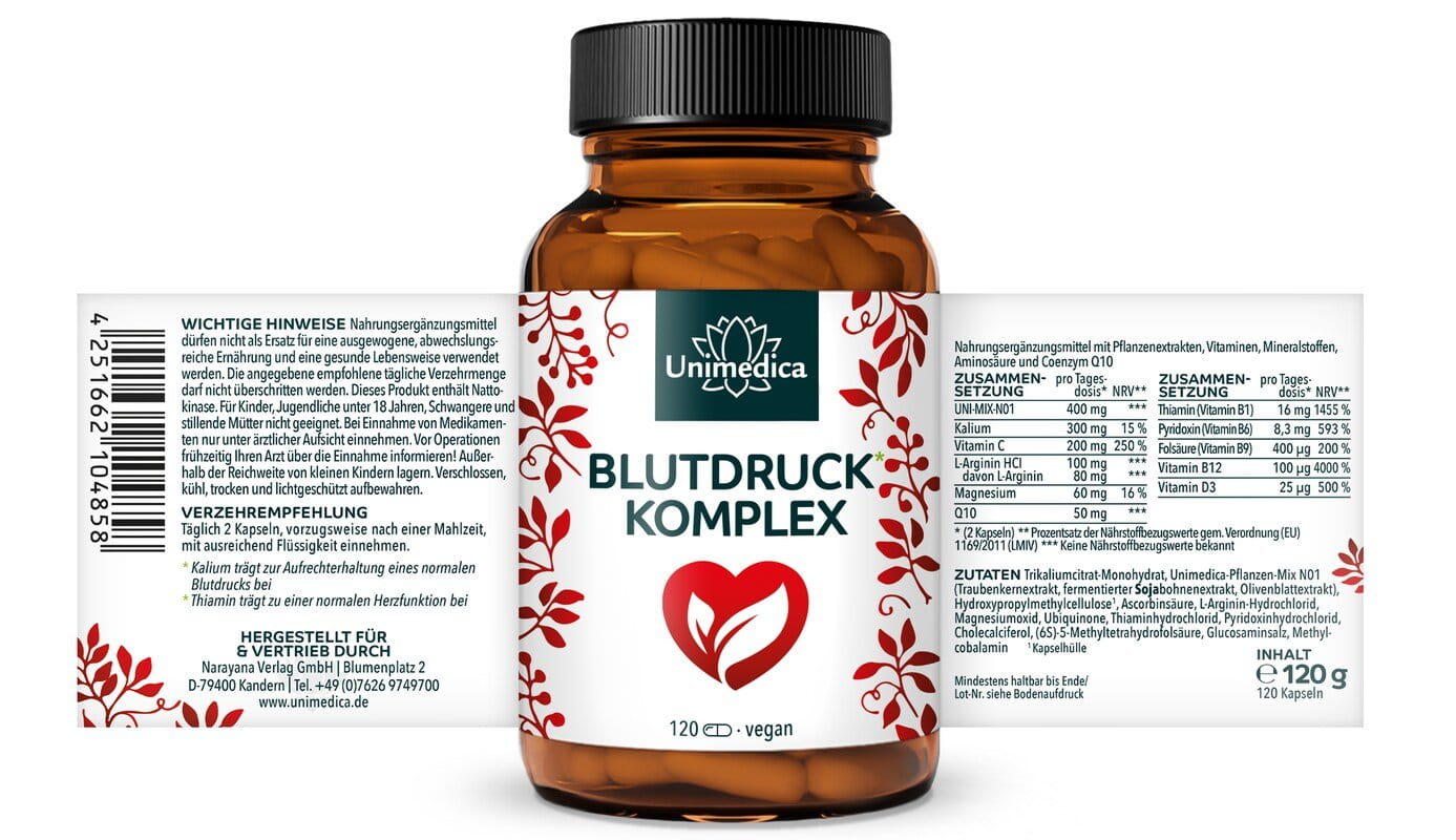 Blutdruck* Komplex - hochdosiert - 120 Kapseln - von Unimedica
