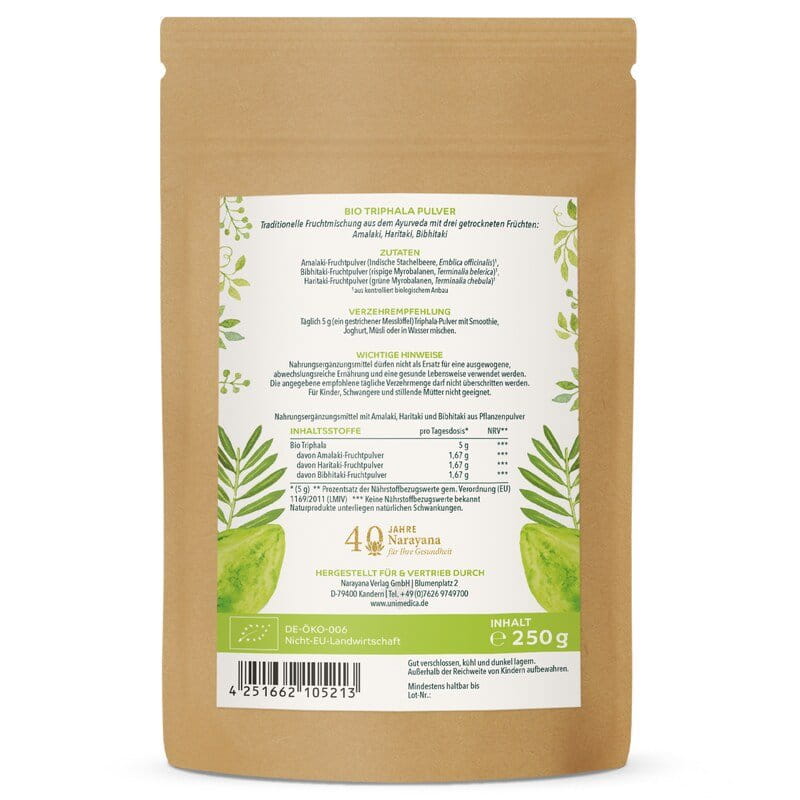 Bio Triphala Pulver - Ayurveda - 250 g - von Unimedica