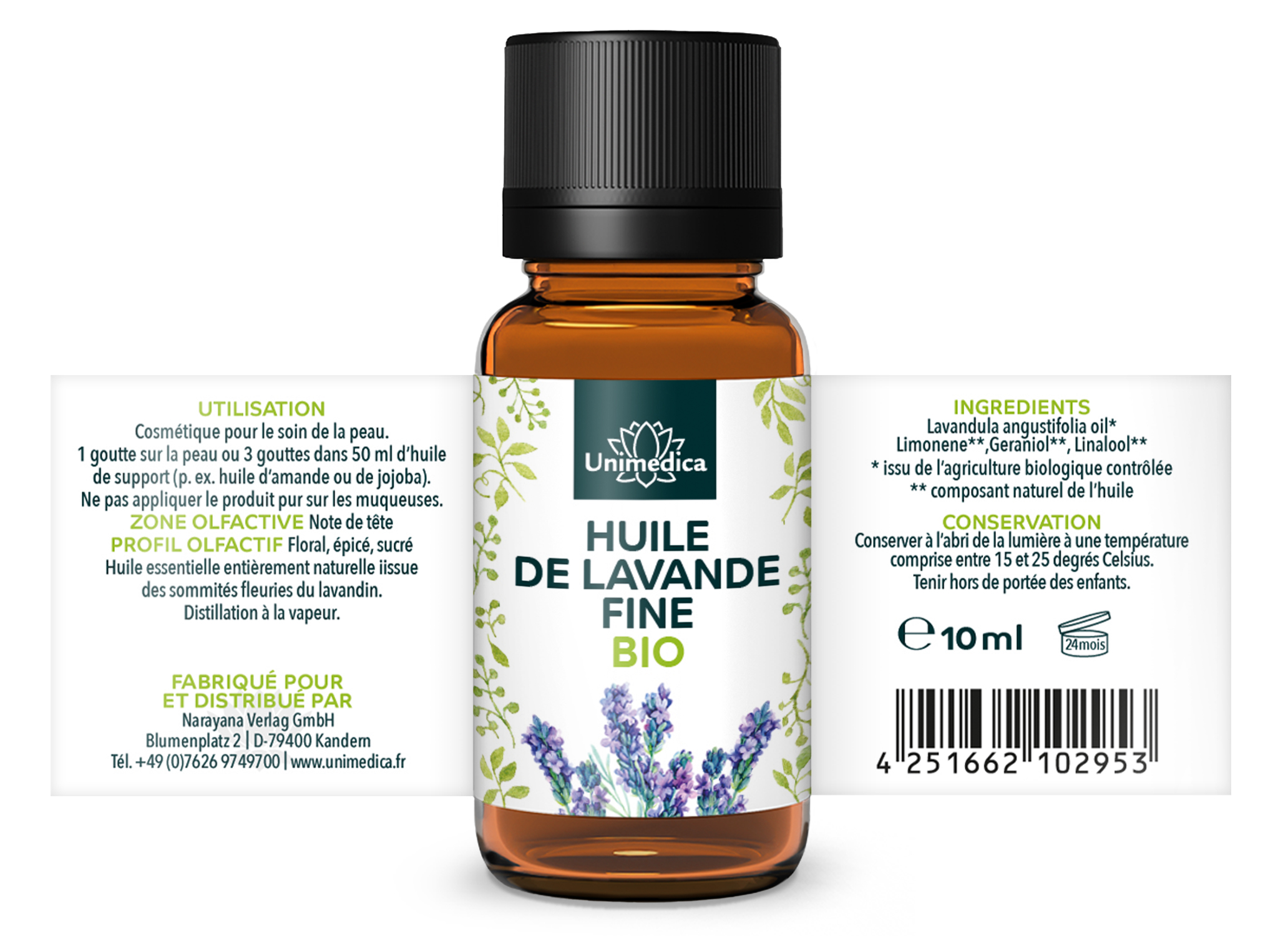 Lavande fine BIO - huile essentielle naturelle - 10 ml - par Unimedica