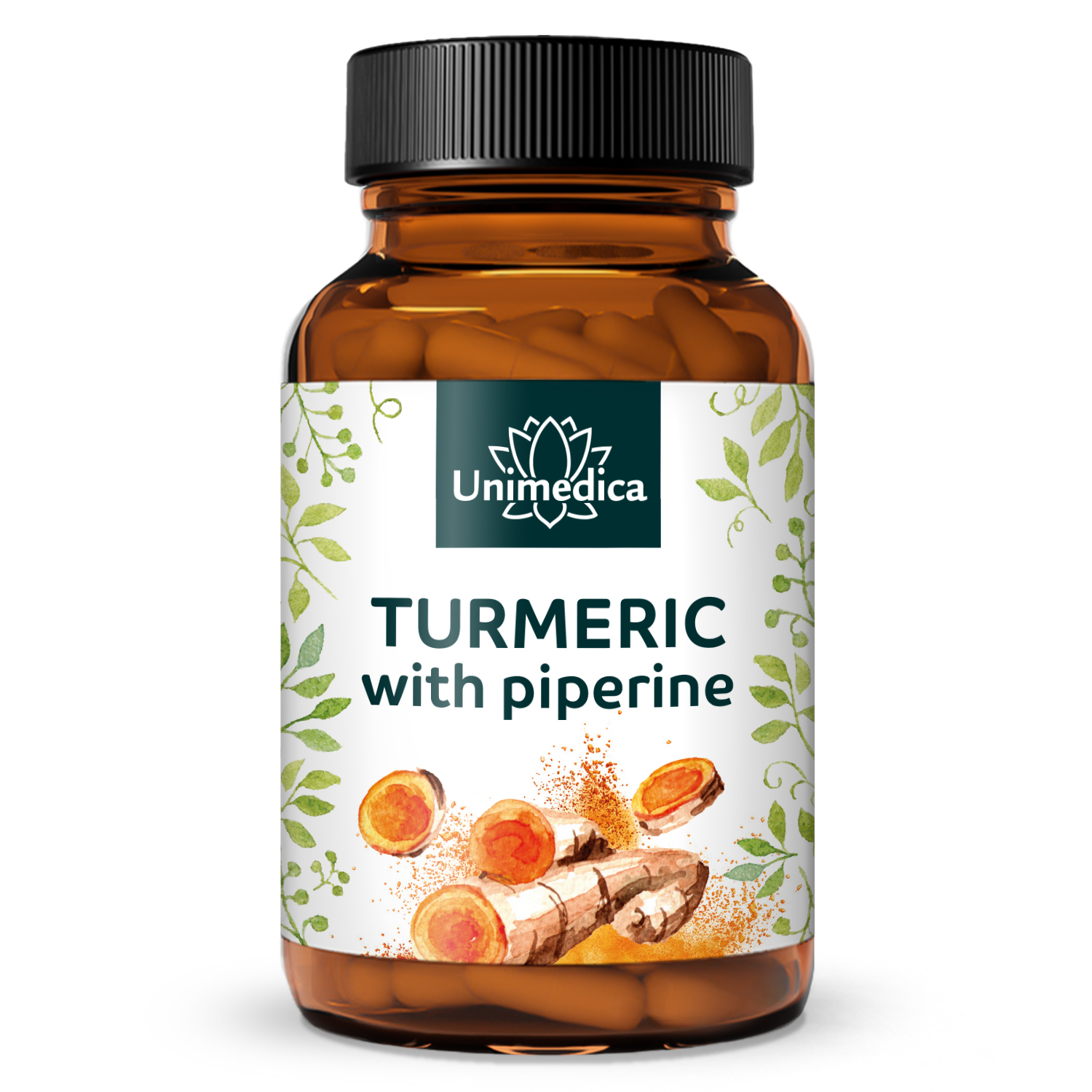 Curcumin with Piperine - 300 mg curcuminoids and 10 mg piperine per daily dose (1 capsule) - 90 capsules - from Unimedica