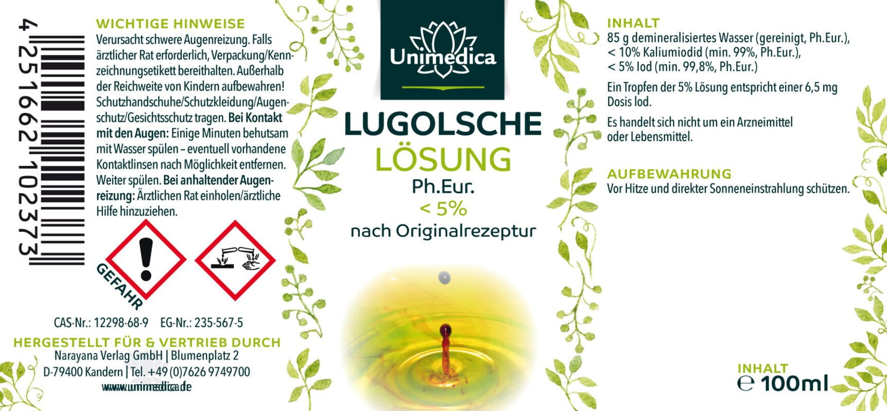 2er-Sparset: Lugolsche Lösung < 5 %, (Jodlösung) - Original (Jod / Iodine) - 2 x 100 ml - von Unimedica