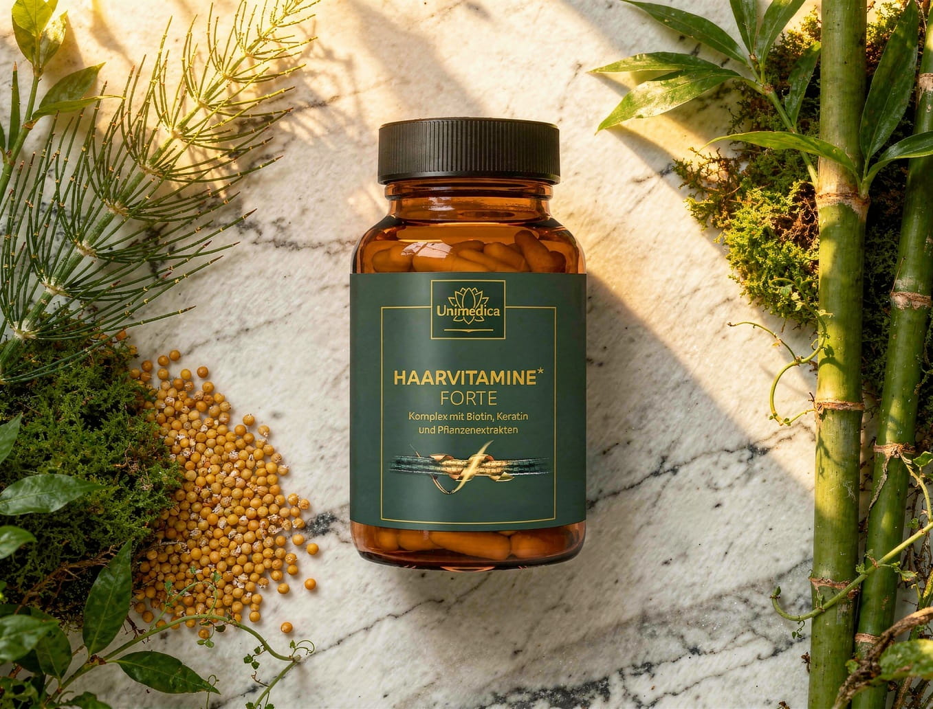 Vitamine per capelli forte - Complesso con biotina, vitamine e cheratina - 180 capsule - di Unimedica