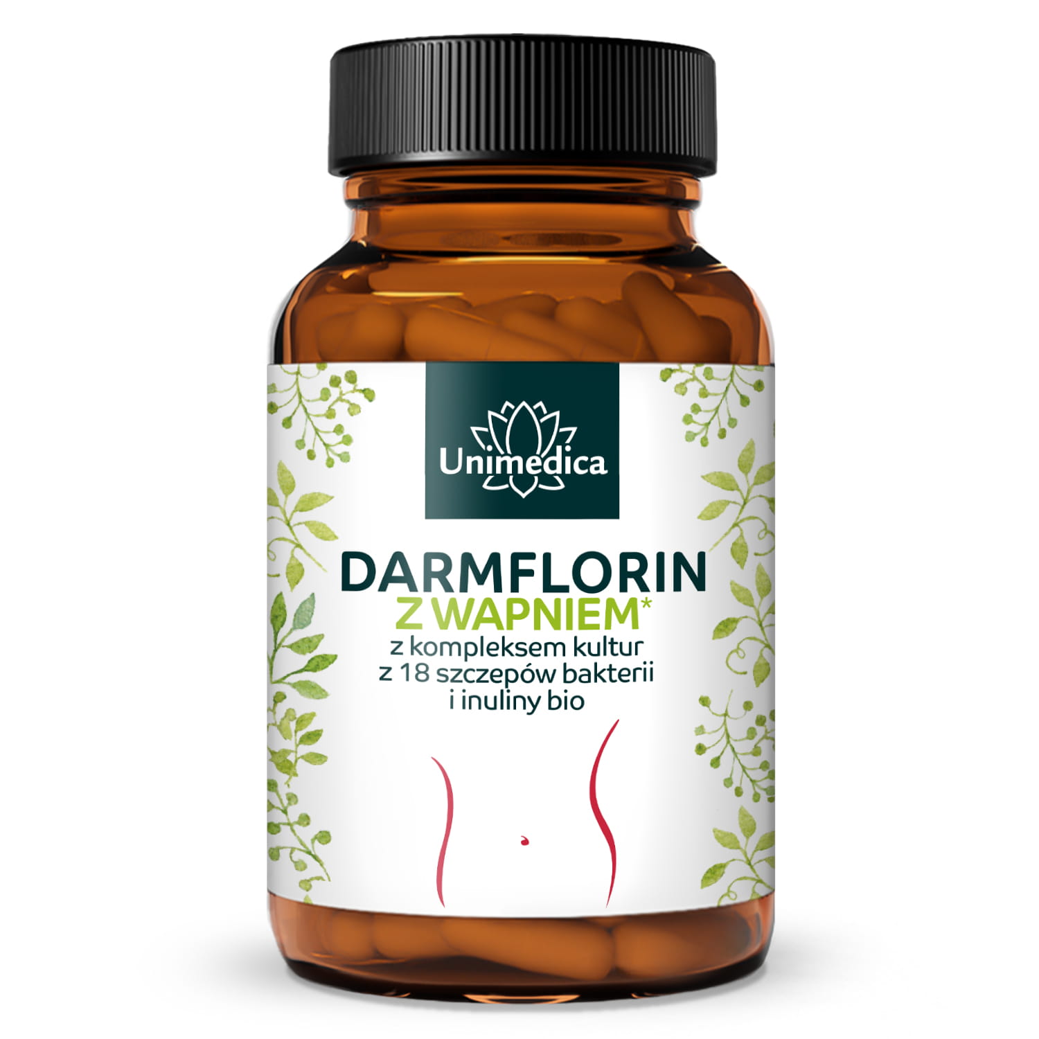 Darmflorin z wapniem* - kompleks kultur z 18 szczepów bakterii i bio-inuliną - 180 kapsułek - od Unimedica