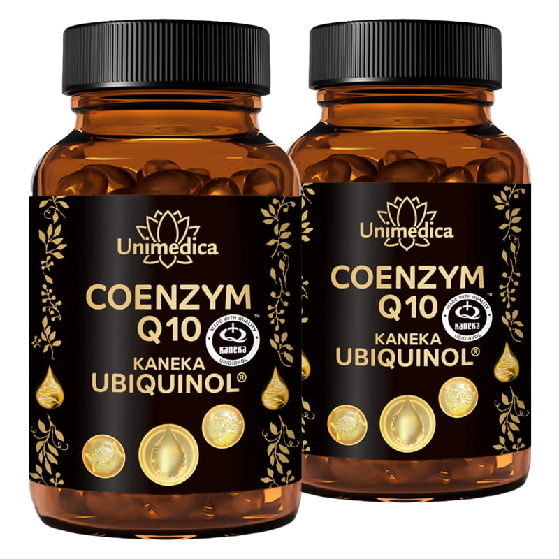 2er-Sparset: Coenzym Q10 Ubiquinol - Premium-Wirkstoff vom Marktführer KANEKA aus Japan - 100 mg pro Tagesdosis (1 Kapsel) - 2 x 60 Softgelkapseln - von Unimedica