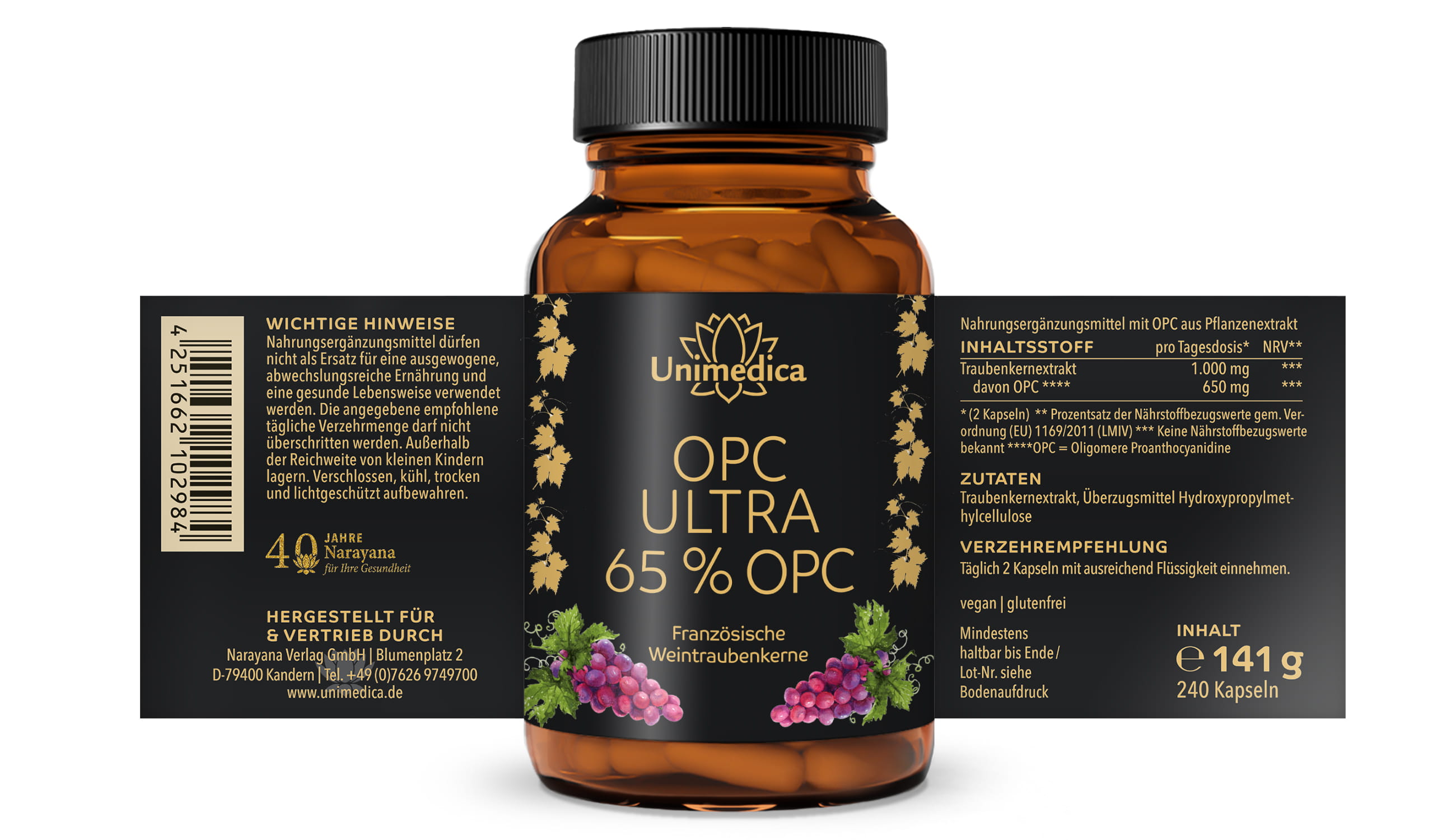 Lot de 2: OPC Ultra - avec 700 mg d'OPC pur par dose journalière  2 x 240 gélules - par Unimedica