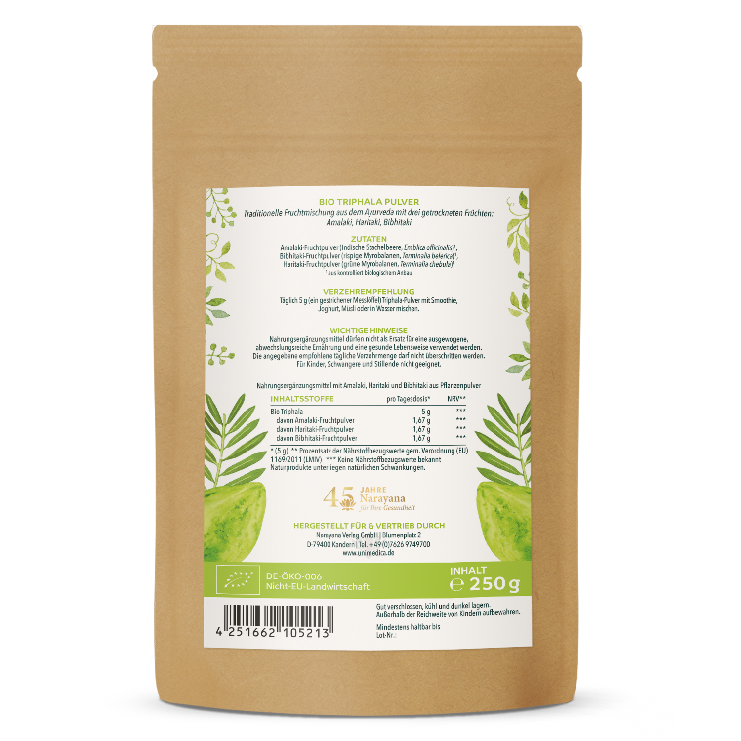 Bio Triphala Pulver - Ayurveda - 250 g - von Unimedica