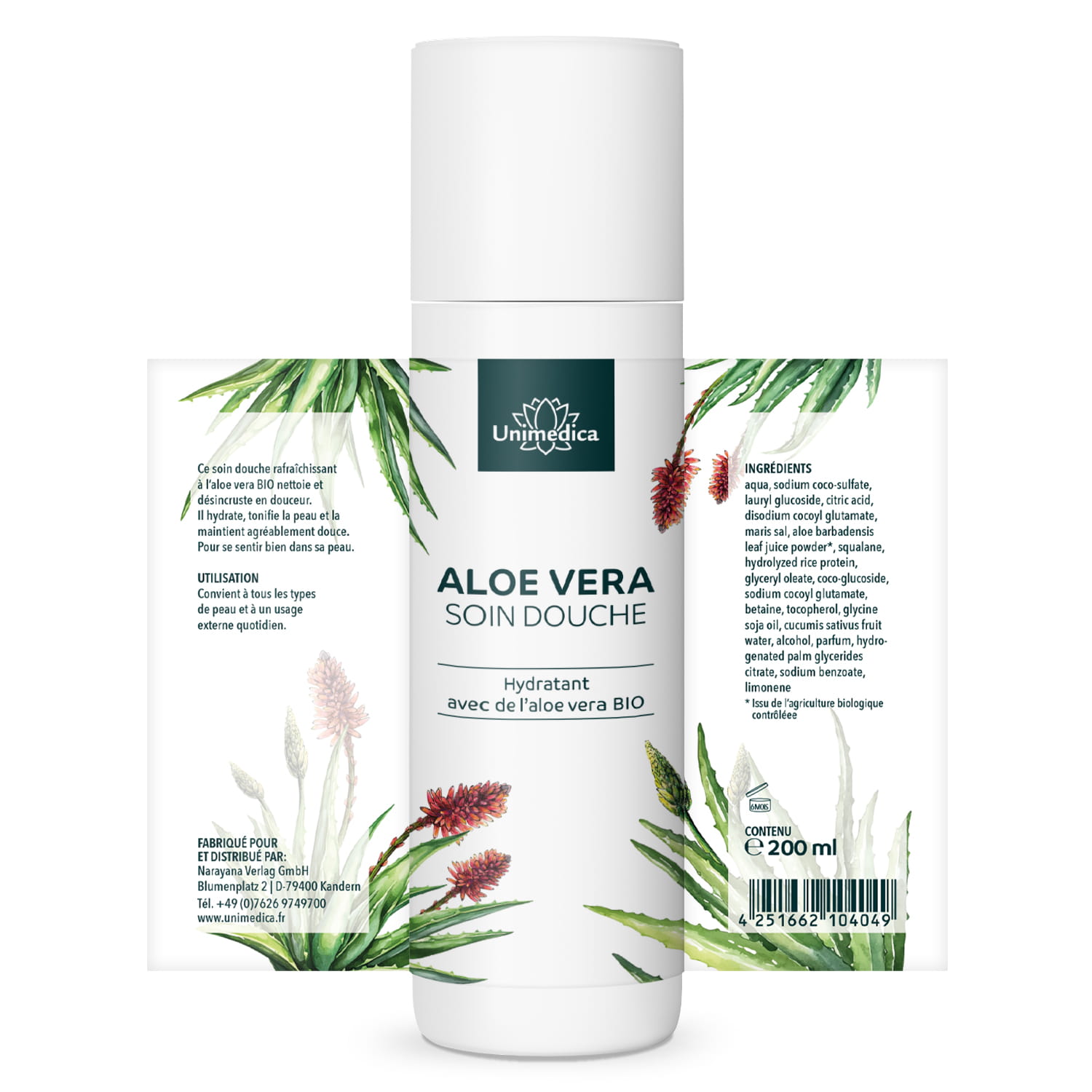 Soin douche à l'aloe vera - 200 ml - par Unimedica