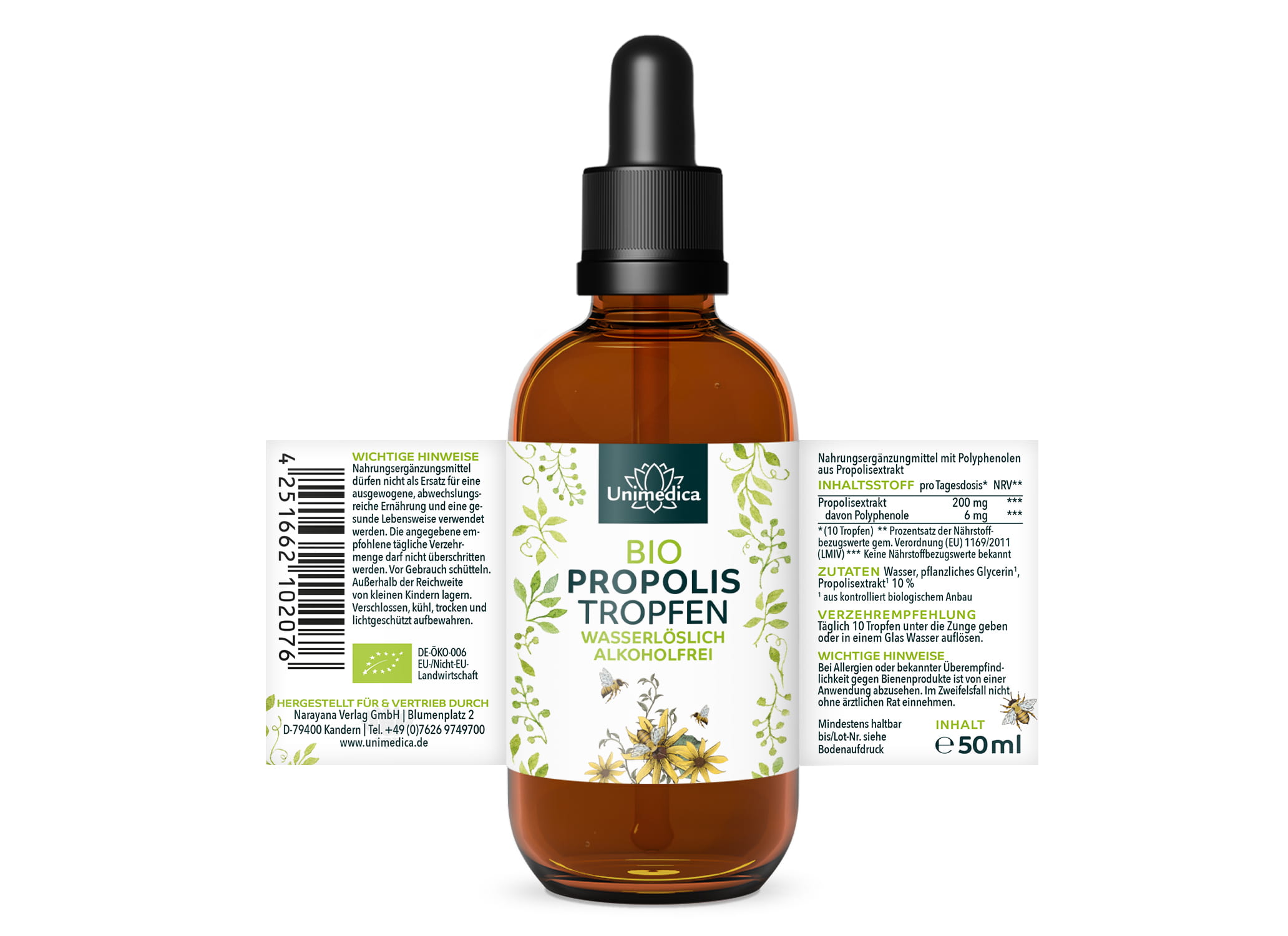 Bio Propolis Tropfen - Extrakt 10 % - 50 ml - von Unimedica