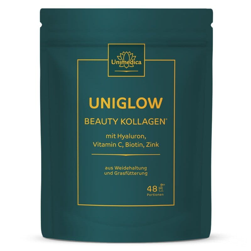 Uniglow Beauty Collagène  Complexe au collagène issu du fourrage à base d'herbe + vitamine C, biotine et zinc - 500 g de poudre - par Unimedica