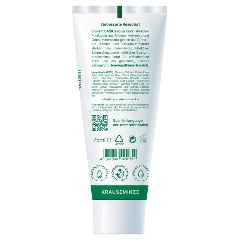 3er-Sparset: BIODENT basicS fluoridfrei - Zahncreme - 3 x 75 ml