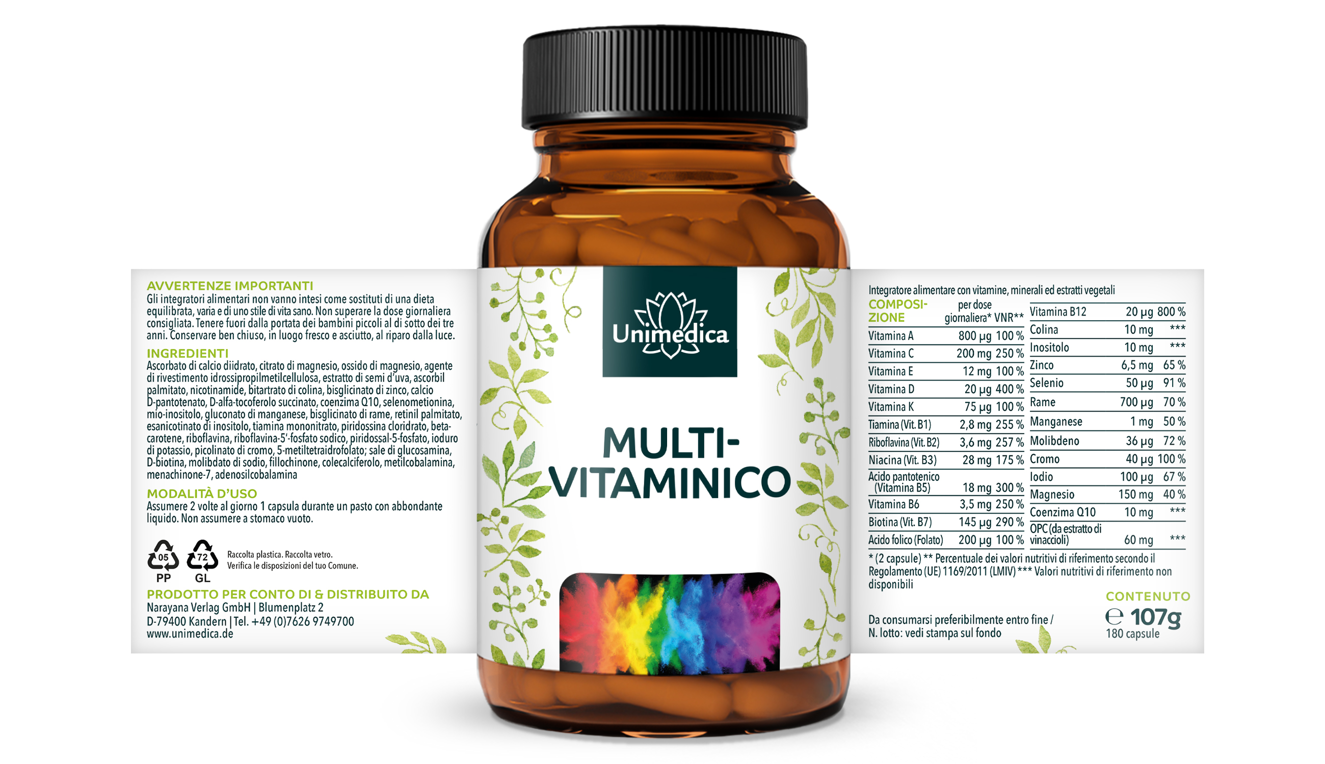 Capsule multivitaminiche - 180 capsule - di Unimedica