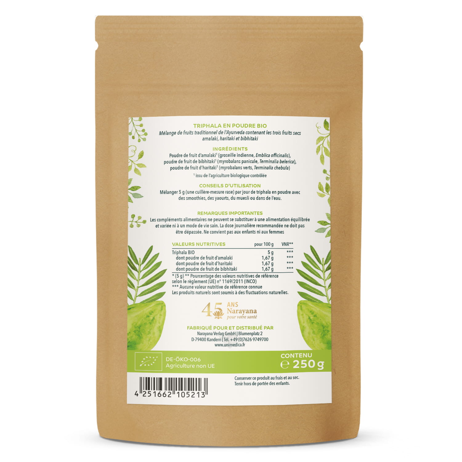Triphala en poudre BIO - Ayurveda - 250 g - par Unimedica