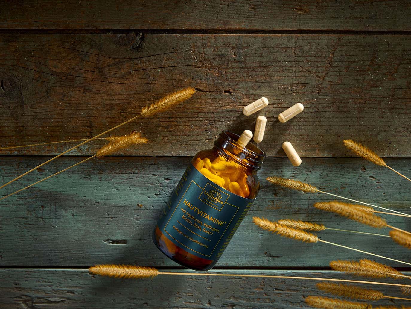 Vitamines de la peau  avec du collagène provenant de l'alimentation à l'herbe  90 gélules  par Unimedica