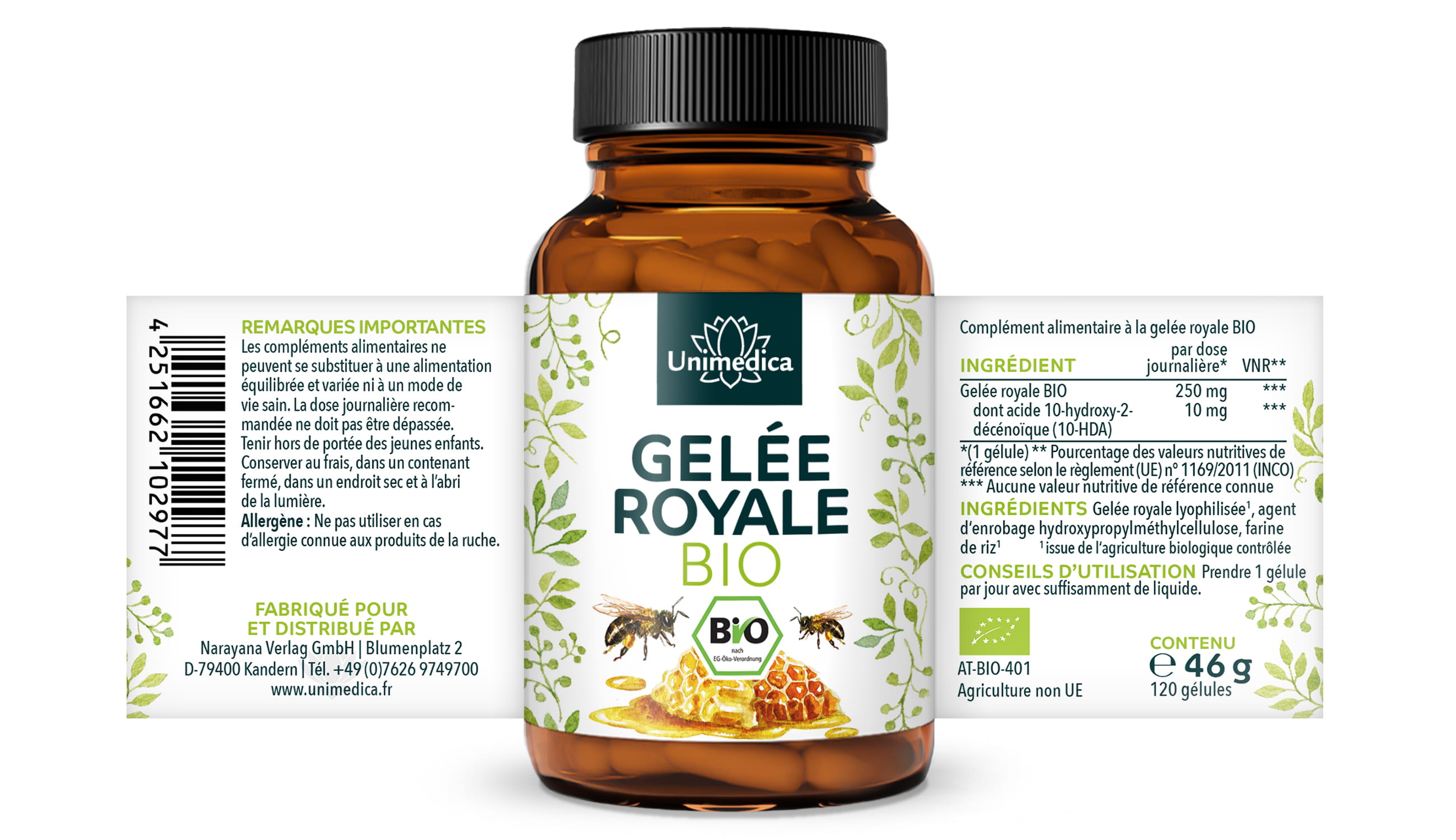 Gelée royale BIO - 120 gélules - par Unimedica