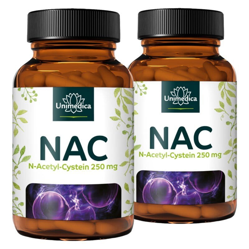 2er-Sparset: NAC - 250 mg pro Tagesdosis - N-Acetyl-Cystein aus natürlicher Fermentation - 2 x 90 Kapseln - von Unimedica