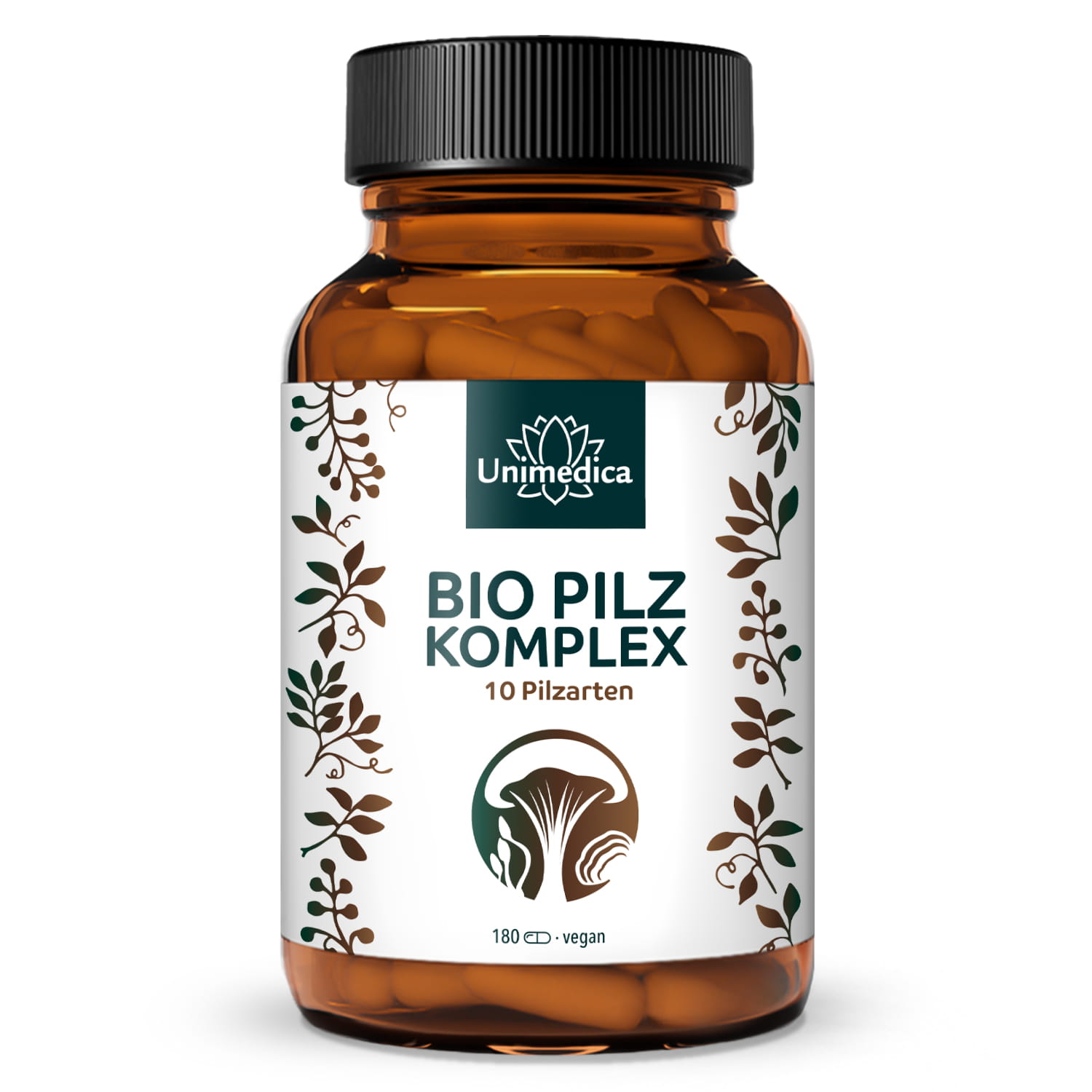 Organic Fungi Complex  with 10 kinds of fungi  including cordyceps, shiitake, reishi, Lion's mane, chaga, hericium - 180 capsules - from Unimedica