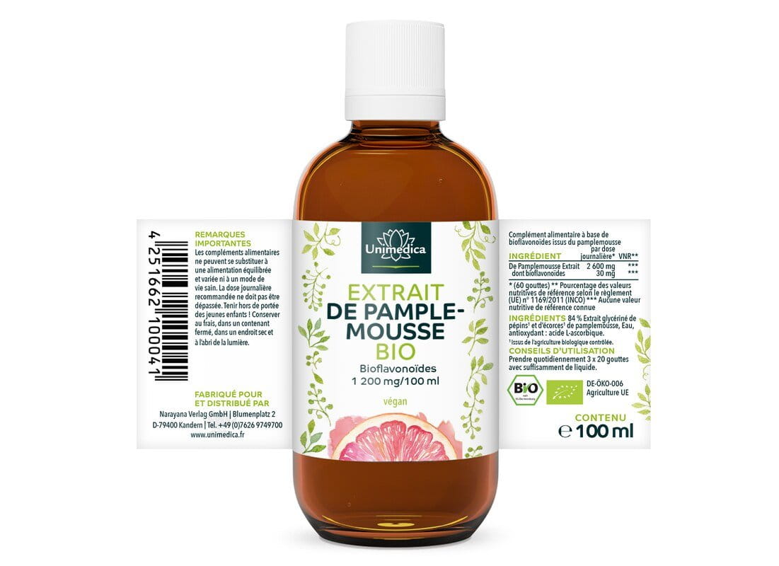 Lot de 2: Extrait de pamplemousse bio - 2 x 100 ml - Unimedica