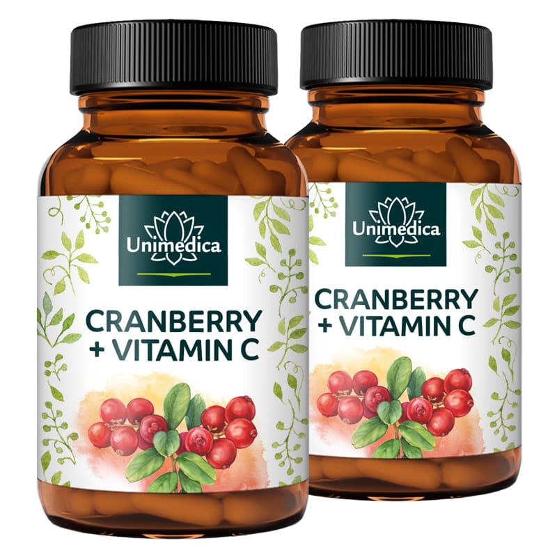 Set: Cranberry Extract - 500 mg per daily dose - with vitamin C - 2 x 90 capsules - by Unimedica