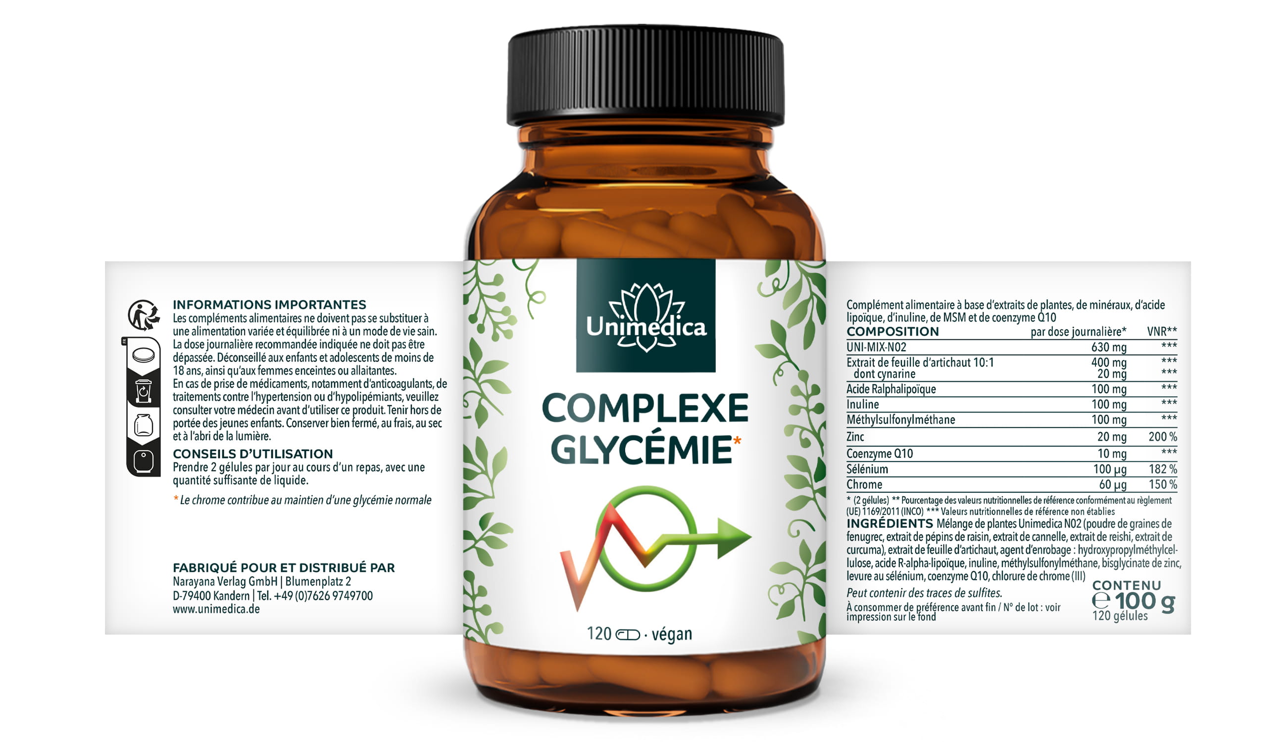 Complexe glycémie - 120 gélules - par Unimedica