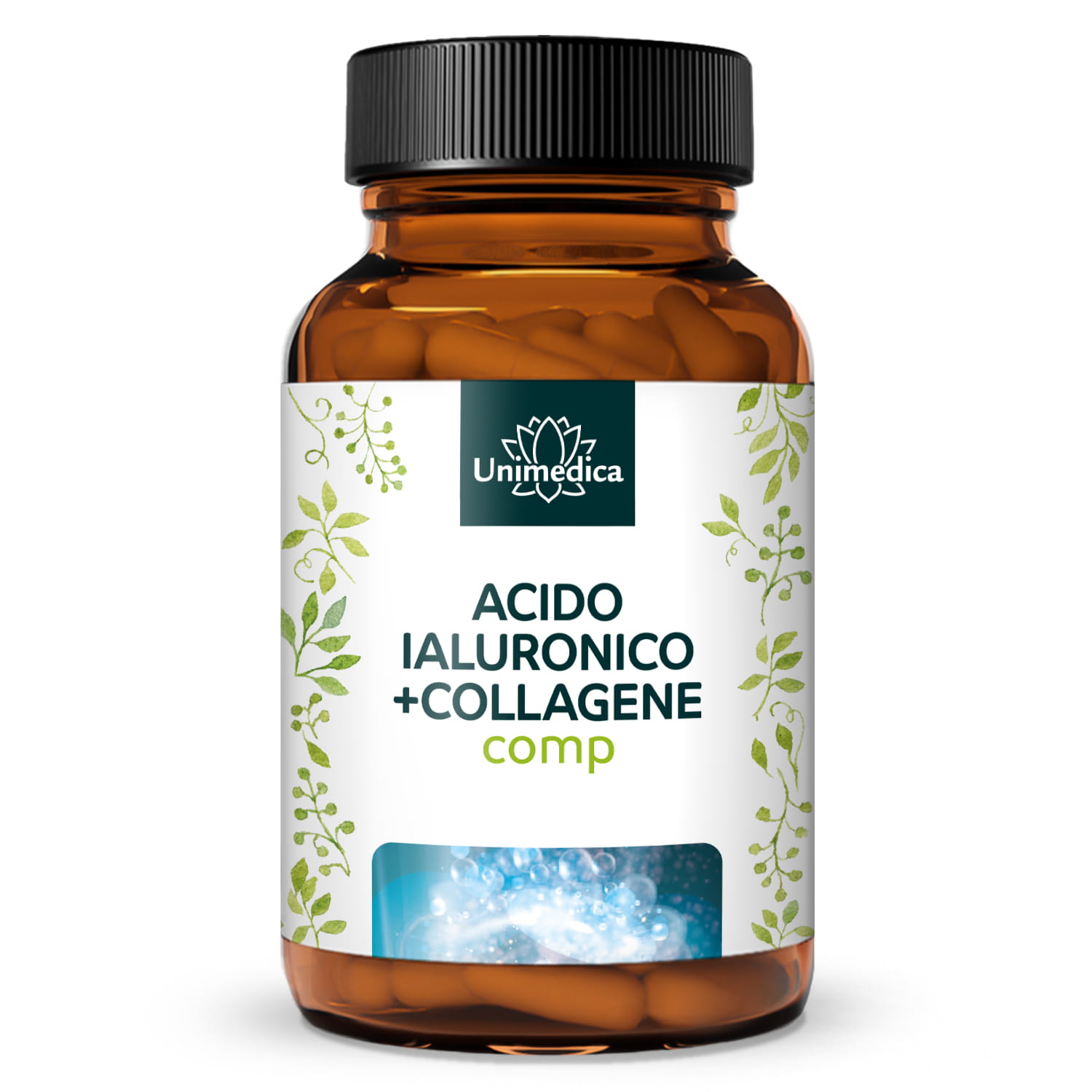 Acido ialuronico + collagene comp. - con silicio da bambù, vitamine e minerali - 180 capsule - di Unimedica