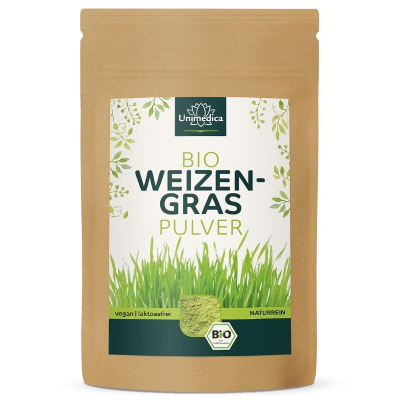 Herbe de blé en poudre BIO  provenance Allemagne  produit 100 % naturel - 500 g - par Unimedica